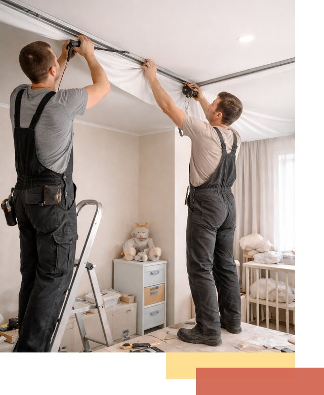 Монтаж натяжного потолка в детской комнате в Лиски