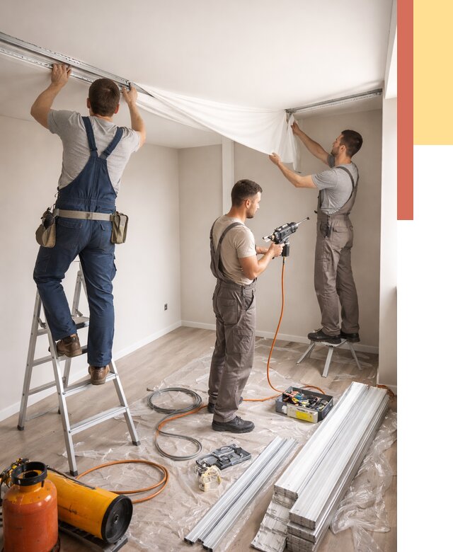 Монтаж натяжного потолка в студии в Лиски от 6018 руб. — быстро и недорого | ОТДЕЛОЧНИК-Лск