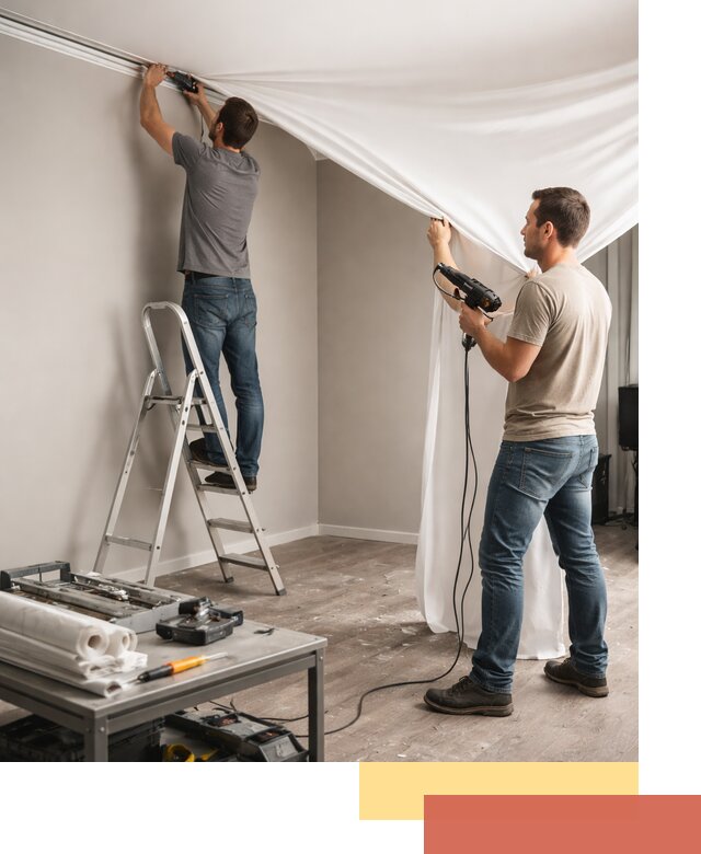 Монтаж натяжного потолка в студии в Лиски