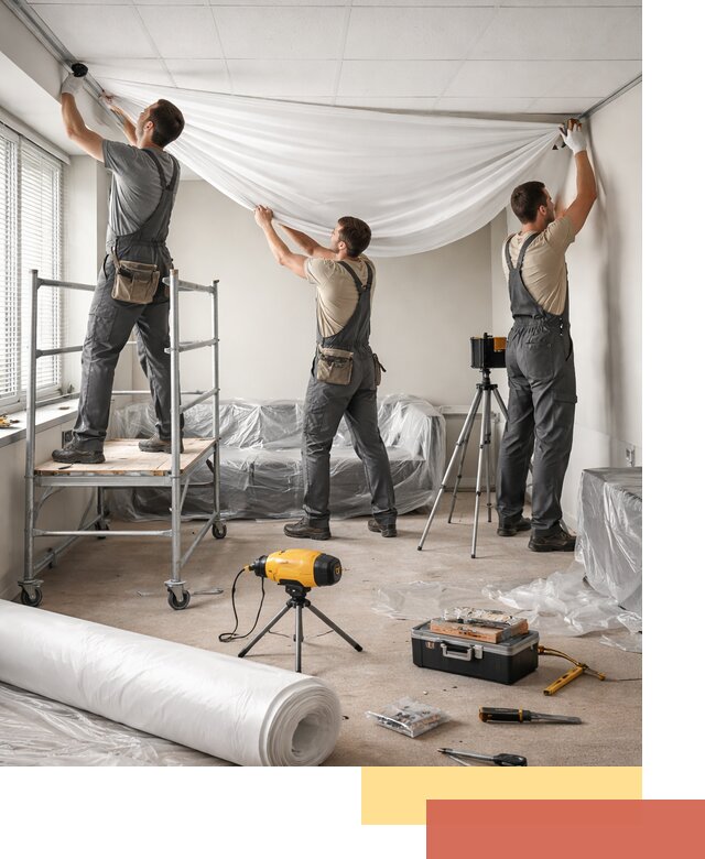 Монтаж натяжного потолка в офисе в Лиски