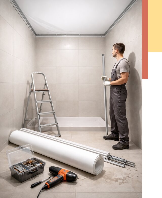 Монтаж натяжного потолка в санузле в Лиски от 2024 руб. — ОТДЕЛОЧНИК-Лск