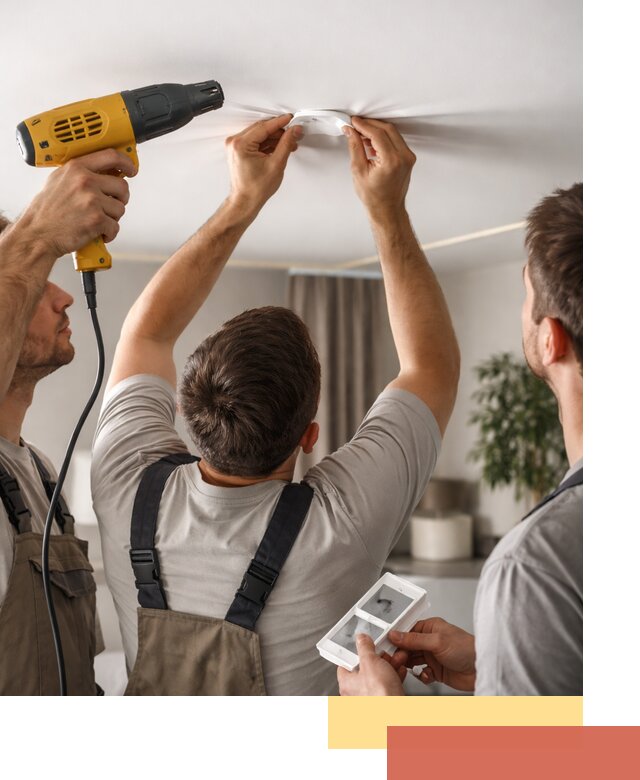 Ремонт прокола полотна натяжного потолка в Лиски