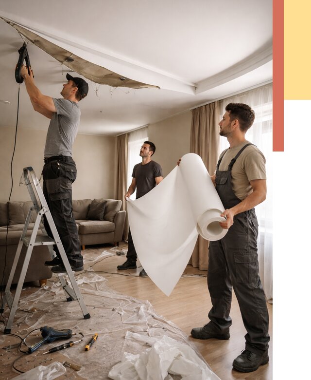 Замена полотна натяжного потолка в Лиски от 10394 руб. быстро и недорого | ОТДЕЛОЧНИК-Лск