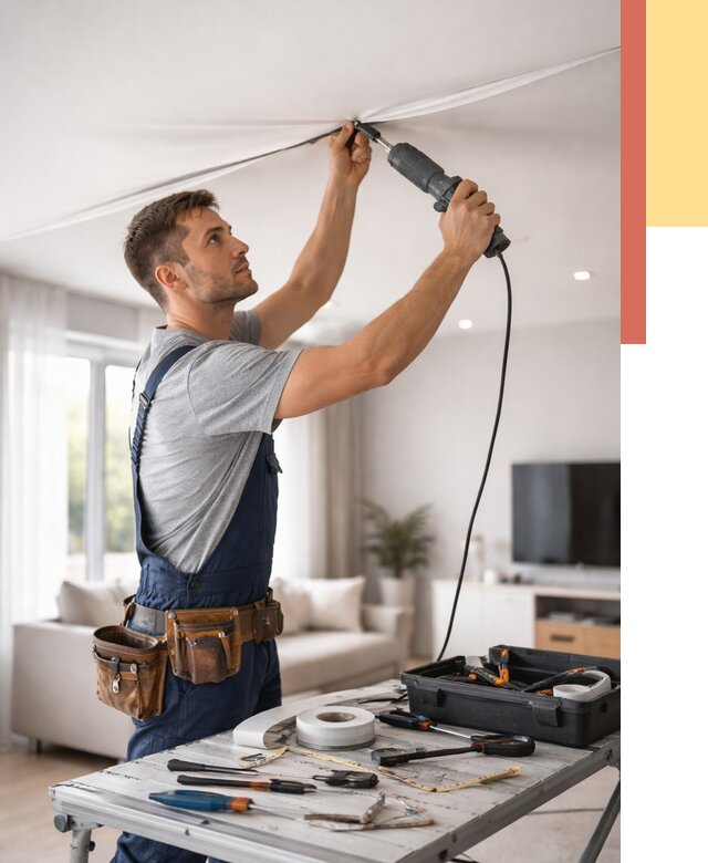 Ремонт натяжных потолков в Лиски от 10394 руб. под ключ — ОТДЕЛОЧНИК-Лск