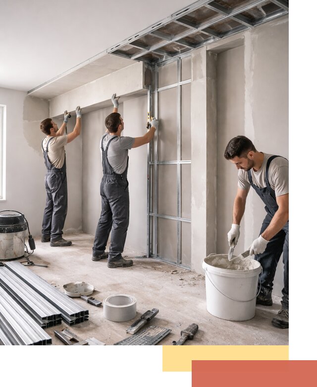 Монтаж потолка из гипсокартона с нишей в Лиски