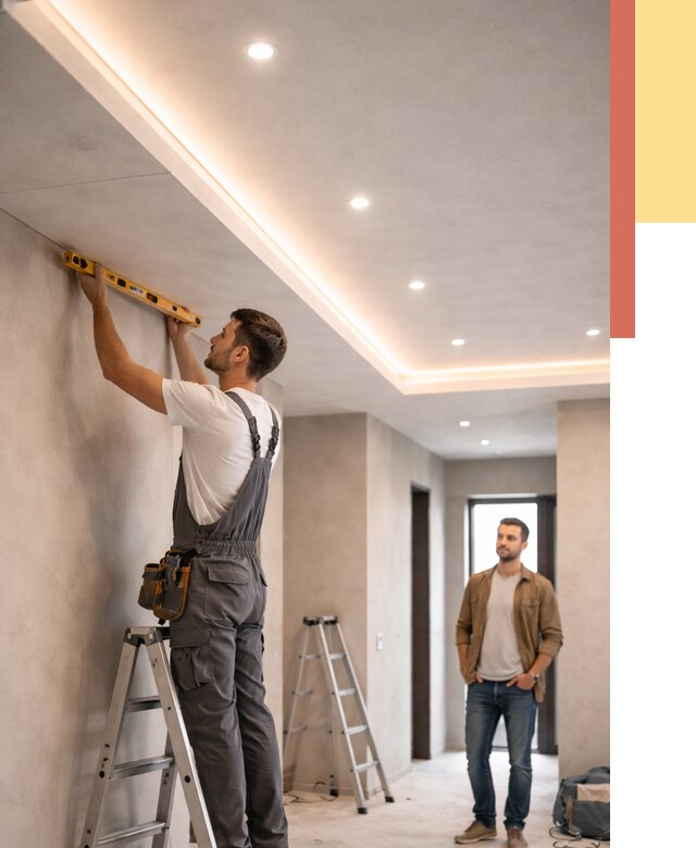 Потолок из гипсокартона с подсветкой в Лиски от 821 руб./м2 под ключ | ОТДЕЛОЧНИК-Лск