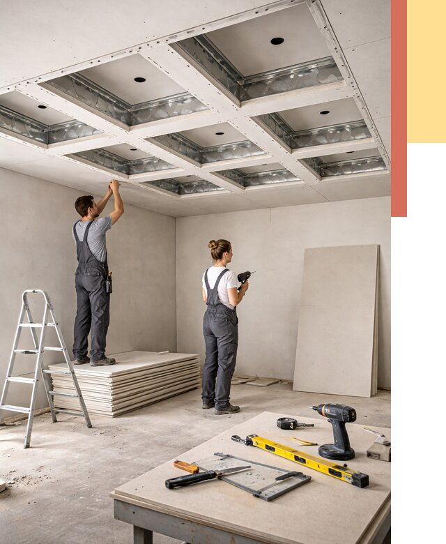 Кессонный потолок из гипсокартона в Лиски от 2024 руб. — монтаж и под ключ | ОТДЕЛОЧНИК-Лск