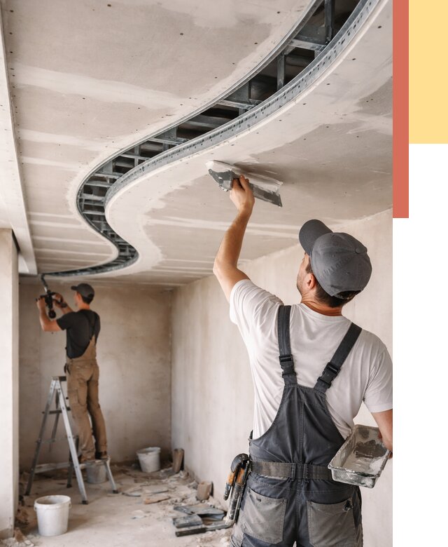 Криволинейный потолок из гипсокартона в Лиски от 2298 руб./м2 | ОТДЕЛОЧНИК-Лск