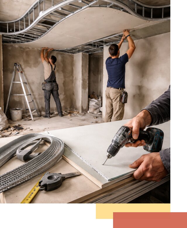 Криволинейный потолок из гипсокартона в Лиски — монтаж и отделка