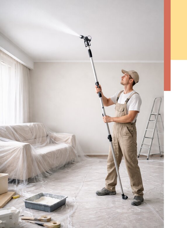 Покраска потолка краскопультом в Лиски от 4923 руб. быстро и недорого | ОТДЕЛОЧНИК-Лск