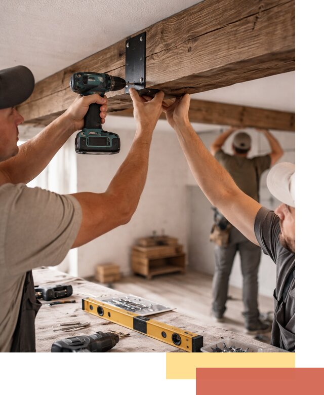 Монтаж декоративных потолочных балок в Лиски