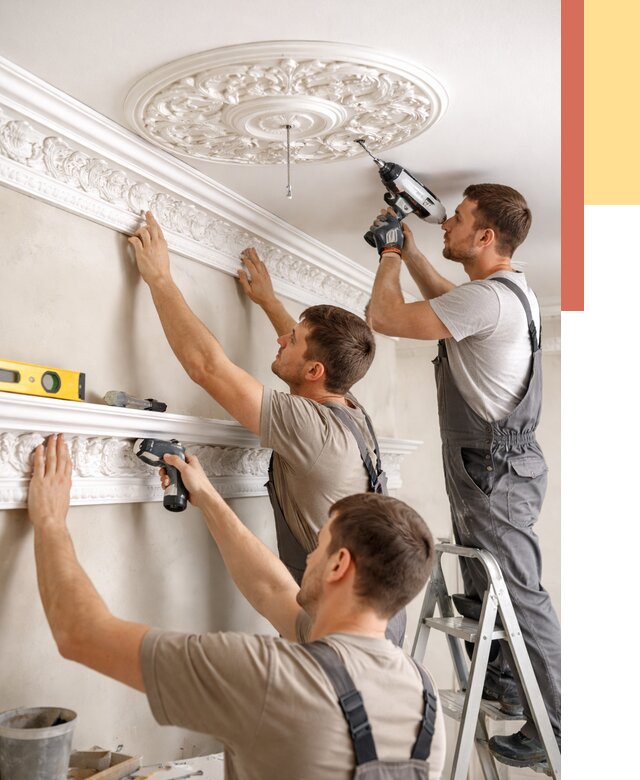 Монтаж лепнины на потолок в Лиски от 3501 руб. быстро и недорого | ОТДЕЛОЧНИК-Лск