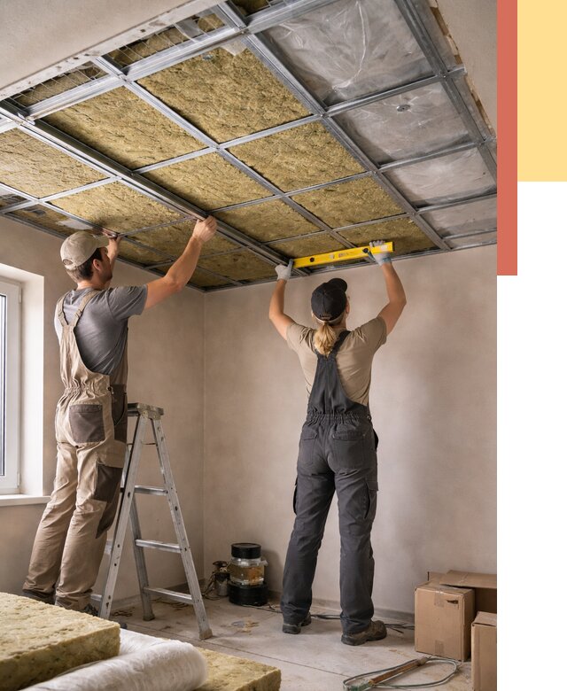 Шумоизоляция потолка в Лиски от 1368 руб. под ключ — услуги ОТДЕЛОЧНИК-Лск